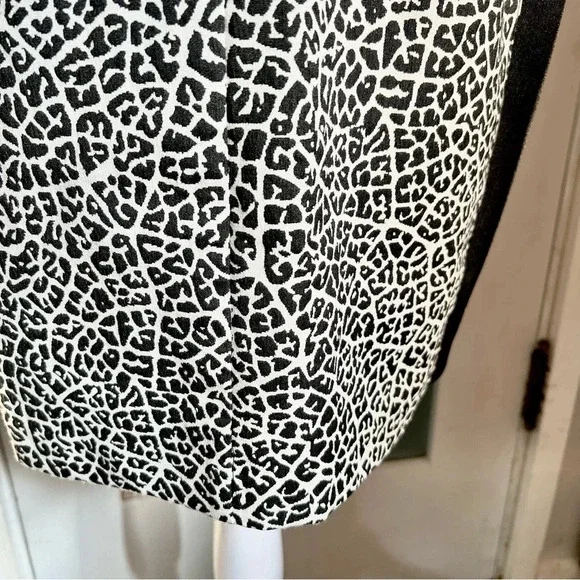 Adrianna Papell Leopard Animal Print Cocktail Dress Career Black White size 10 - Picture 9 of 14